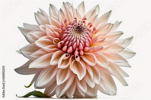 Dahlia bloom in pink On a white background  isolated. lovely pink dahlia flower. Generative AI