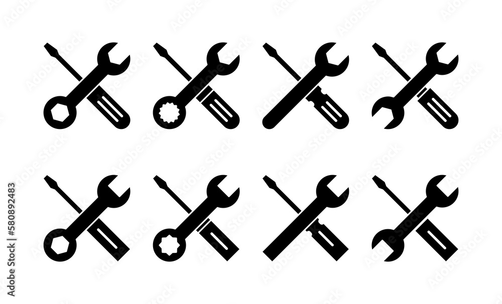 Repair tools icon vector for web and mobile app. tool sign and symbol. setting icon. Wrench and screwdriver. Service Repair tools icon vector for web and mobile app. tool sign and symbol. setting icon. Wrench and screwdriver. Service