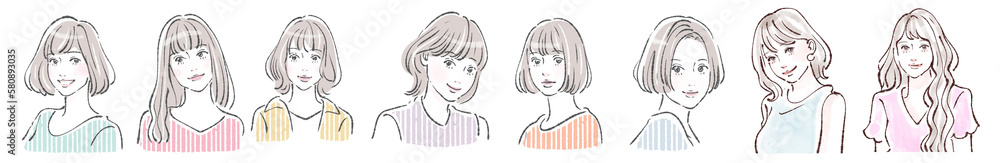 女性のイラスト素材セット 女性のイラスト素材セット