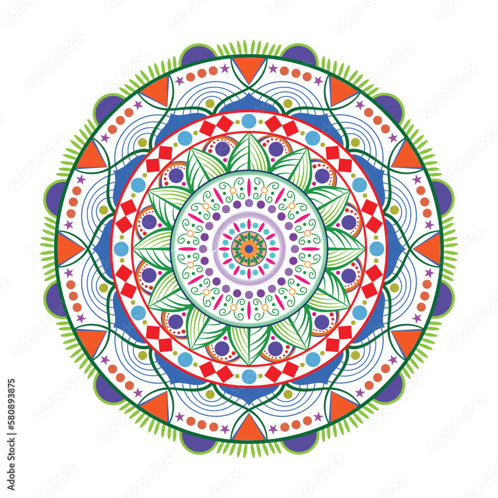 Colorful Mandala. Vector Ethnic Oriental Circle Ornament.