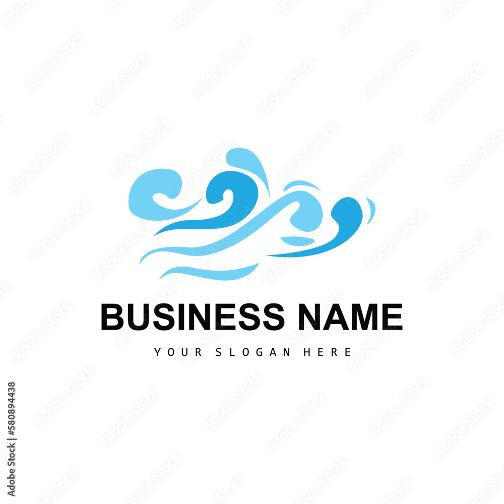 Beach Wave Logo, Water Wave Vector, Water Abstract Design, Illustration Template Icon