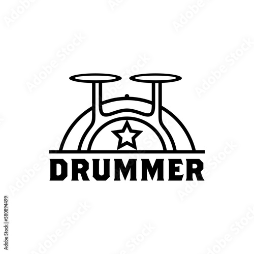 drummer logo design for percussion music, music studio or music concert