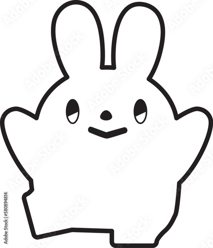 うさぎのイラスト_線画_ダンス
