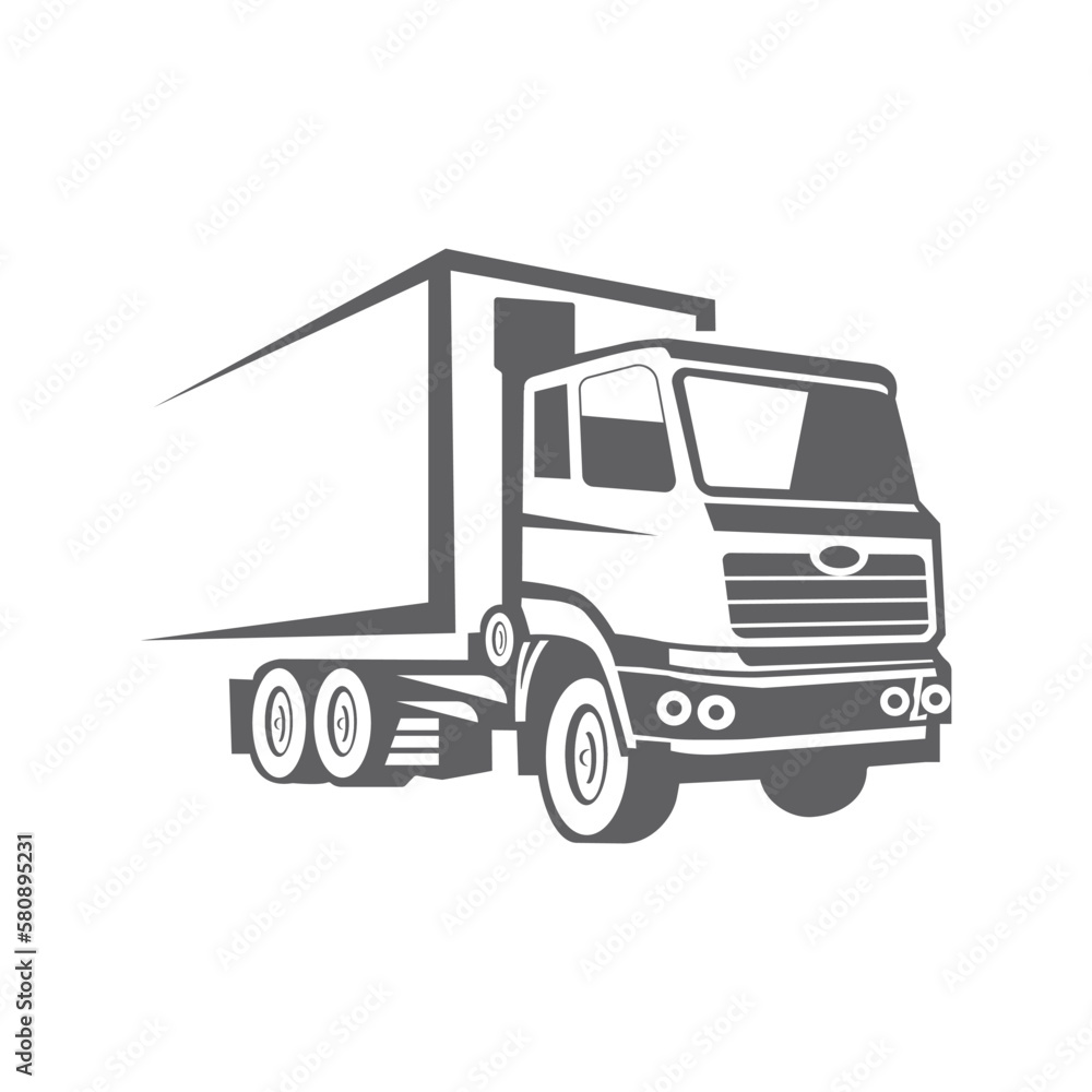 Truck symbol . American classic Truck  Transportation. Monochrome style. Illustration.