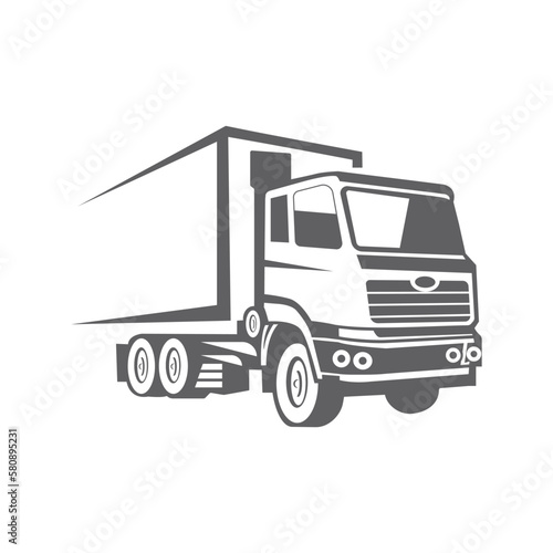 Truck symbol . American classic Truck Transportation. Monochrome style. Illustration.