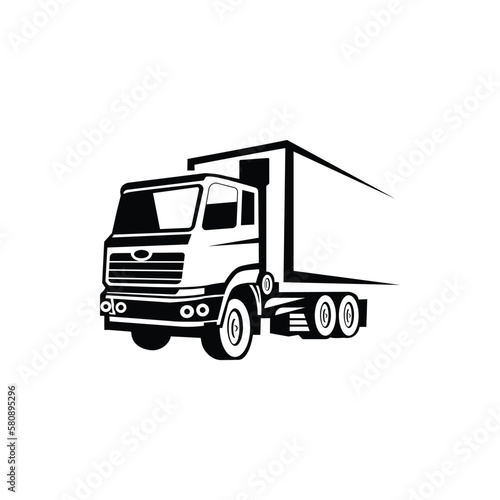 Truck symbol . American classic Truck Transportation. Monochrome style. Illustration.