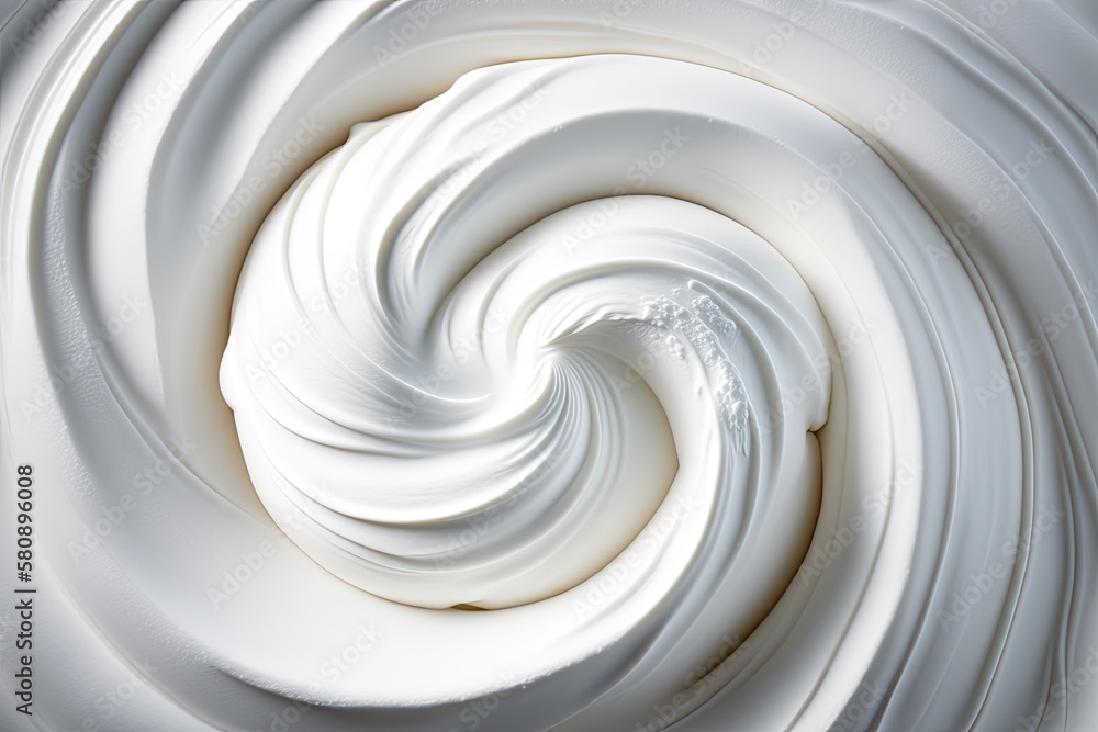 Greek yogurt texture, sour cream Close up of a white dairy product ...