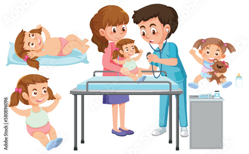 Set of baby nursing cartoon character