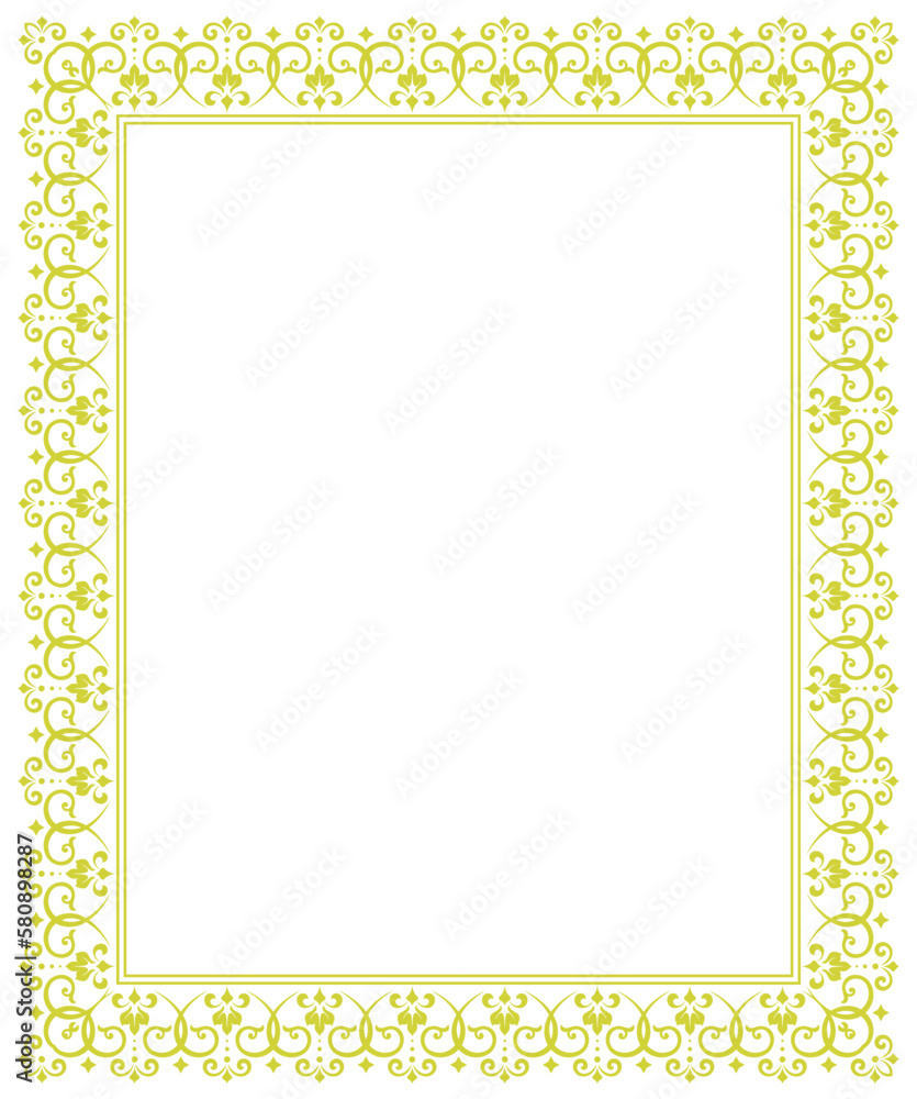 Decorative frame Elegant vector element for design in Eastern style, place for text. Floral yellow and white border. Lace illustration for invitations and greeting cards Decorative frame Elegant vector element for design in Eastern style, place for text. Floral yellow and white border. Lace illustration for invitations and greeting cards