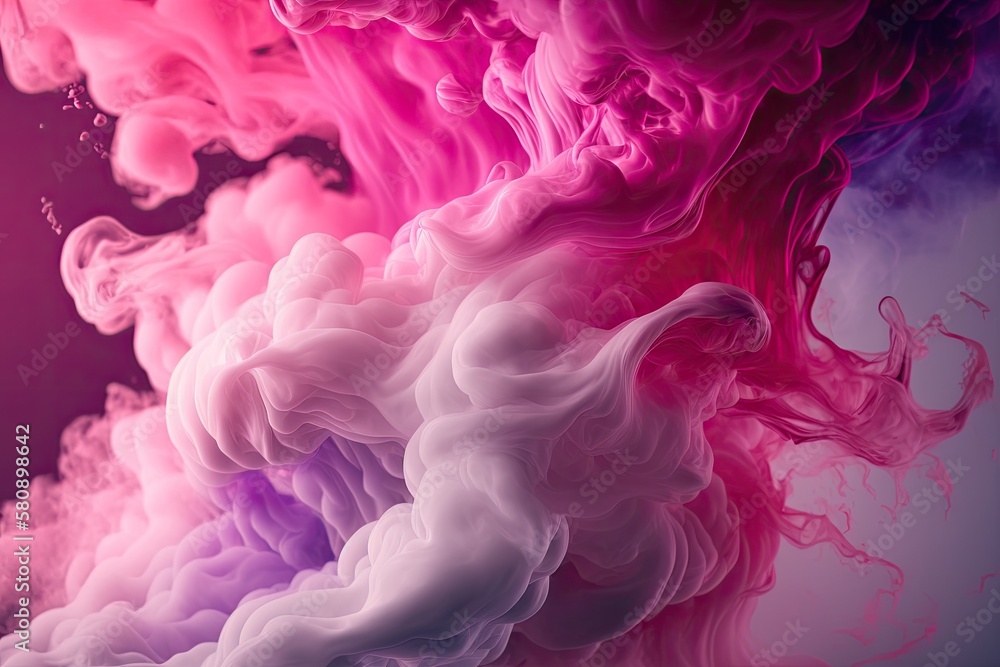 pink and white smoke background in close up. Generative AI