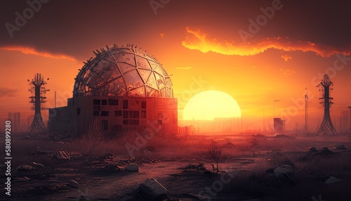 nuclear winter apocalypses digital art illustration, Generative AI