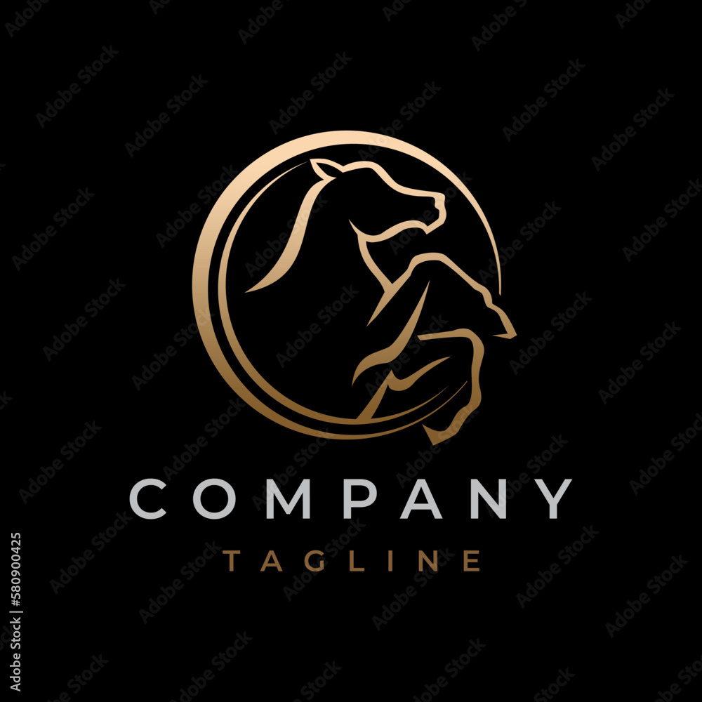 Circle Golden Horse Logo Design Circle Golden Horse Logo Design