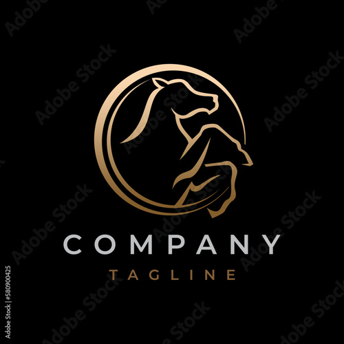 Circle Golden Horse Logo Design
