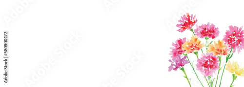 水彩画。水彩タッチのカーネーションベクターイラスト。母の日の花イラスト。Watercolor painting. Carnation vector illustration with watercolor touch. Mother's day flower illustration. © necomammma