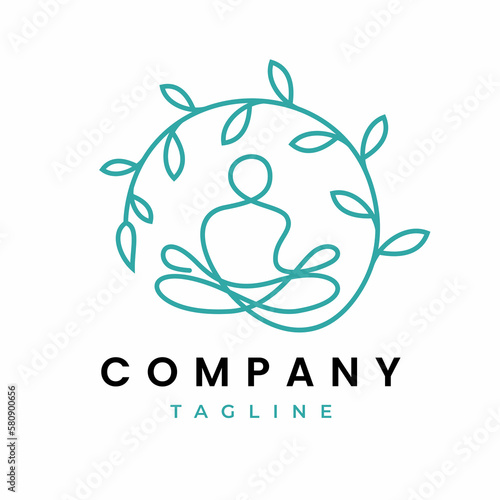 Yoga Circle Floral Logo Design