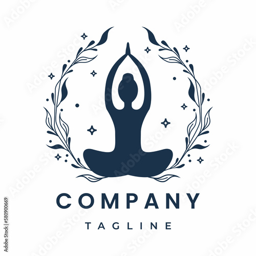 Yoga Circle Floral Logo Design