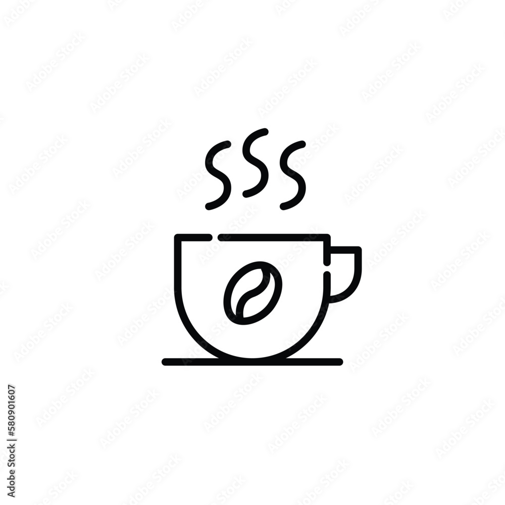 Hot coffee un a mug. Restaurant drink menu. Pixel perfect, editable stroke icon Hot coffee un a mug. Restaurant drink menu. Pixel perfect, editable stroke icon