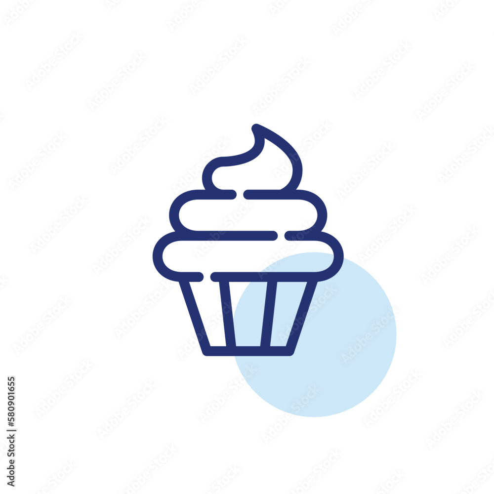 Cupcake with icing. Bakery treat. Pixel perfect, editable stroke line icon Cupcake with icing. Bakery treat. Pixel perfect, editable stroke line icon