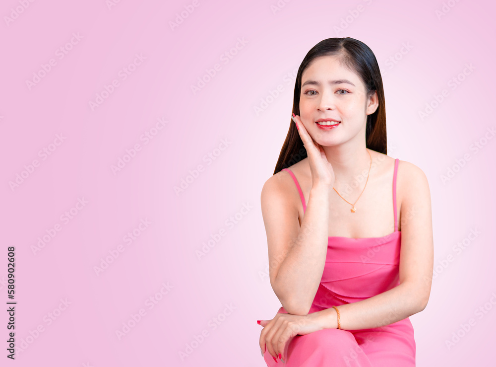 Asian women with pink background portrait of a person Asian women with pink background portrait of a person