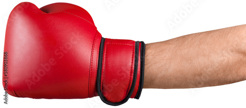 Foto Boxing fist glove punch box red knock