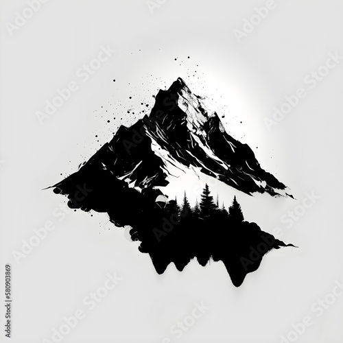 Mountain and tree lines peaks 