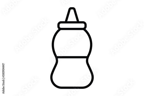 Mustard icon illustration. icon related to cooking spices. outline icon style. Simple vector design editable