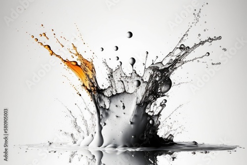 Water splashes against a white background. Generative AI