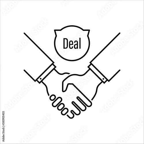 black thin line agreed or deal icon. linear simple flat style trend modern communication logotype graphic design isolated on white background. concept of done transaction or easy verbal agreement