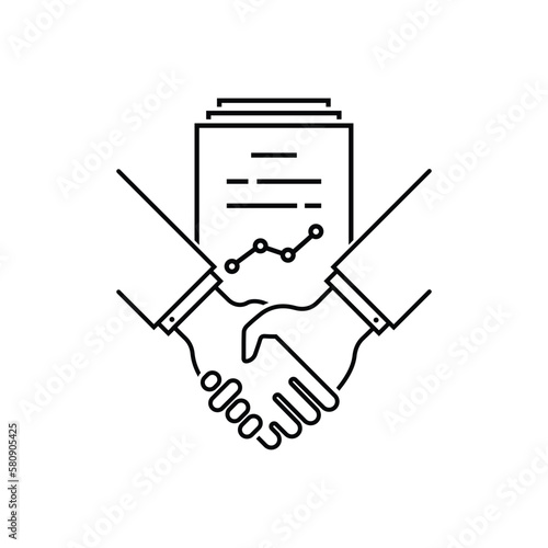 good deal with thin line handshake. flat stroke modern outline mediation logotype graphic art design isolated on white background. concept of upward and rising trend like insight or predictive value