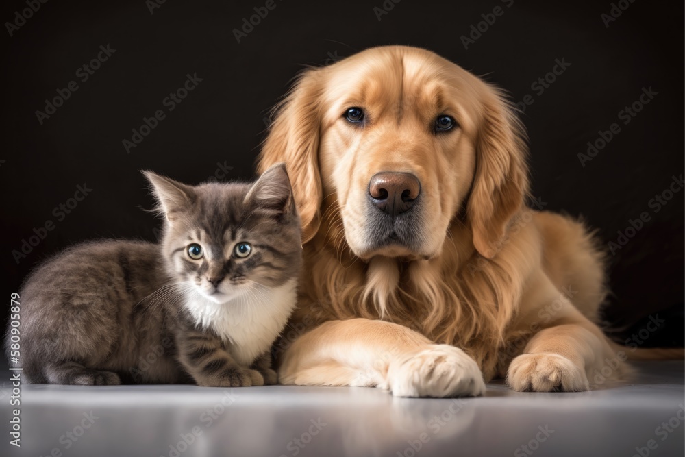 Friendship between cute dog and cat Friendship between cute dog and cat