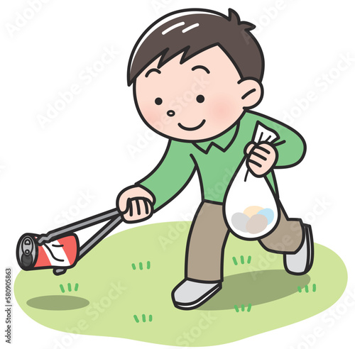 ゴミ拾いをする男性