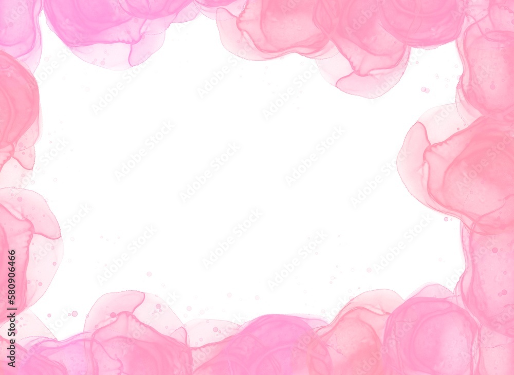 ピンク色のアルコールインクのカラフルなフレーム素材