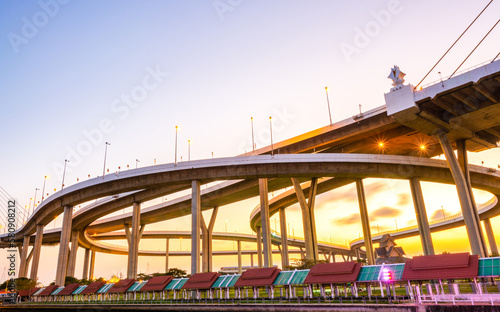 The beautiful Bhumibol curve bridge of Thailand photo