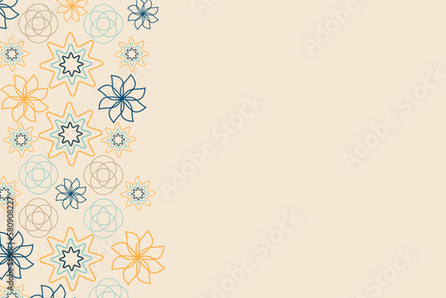 Background greeting card banner, banner, Islamic poster with detailed Art ornament, mandala, decorative floral mosaic ornament of islamic art. Vector illustration