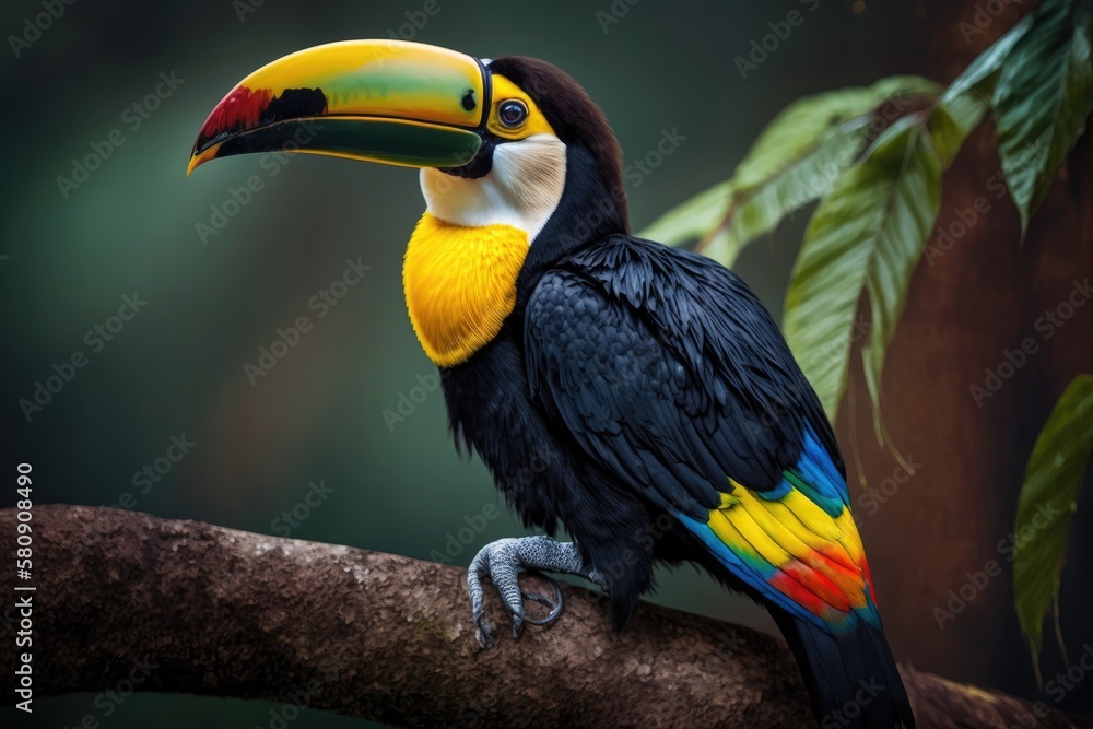 Obraz premium Yellow Throated Tucan in Costa Rica. Generative AI