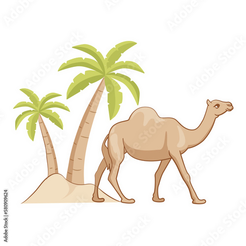 date palm icon with camel Ramadan and Islamic Eid