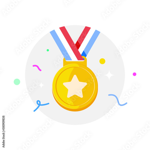 digital award necklace for achievement app user concept illustration flat design vector eps10. modern graphic element for landing page, empty state ui, infographic, icon