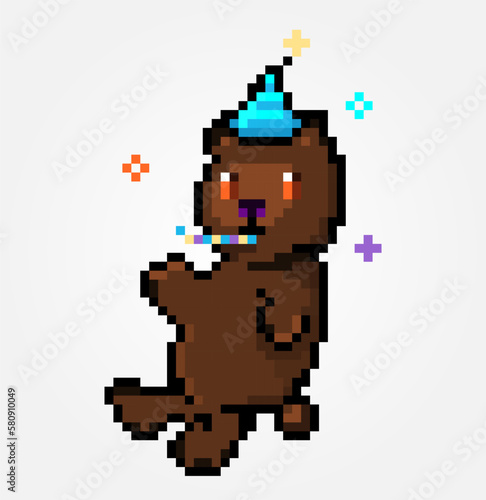 Pixel art bear party animal