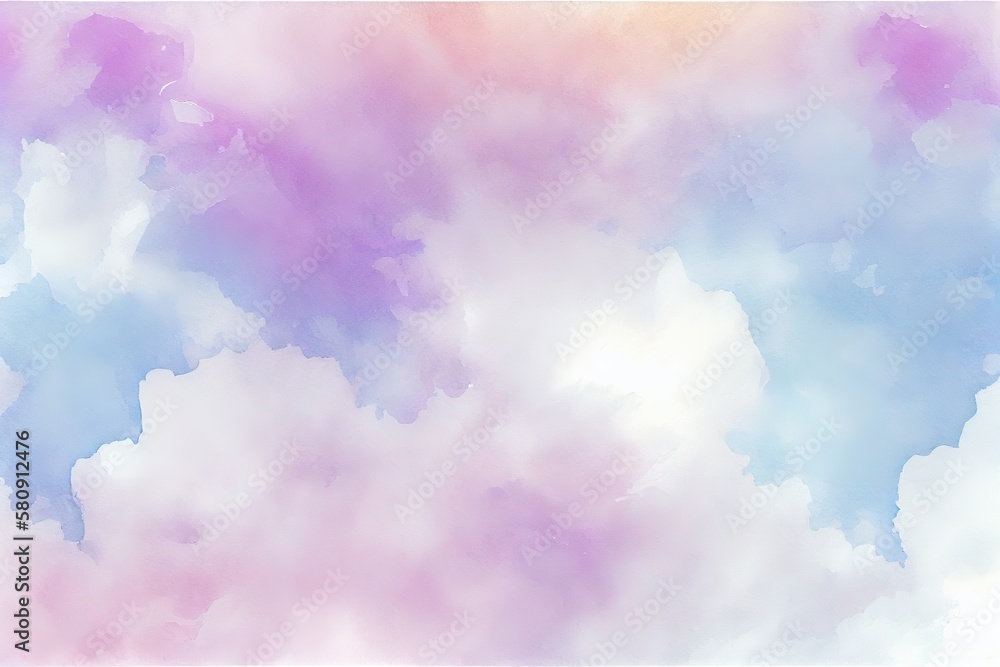 Hand painted watercolor pastel sky cloud background, soft color