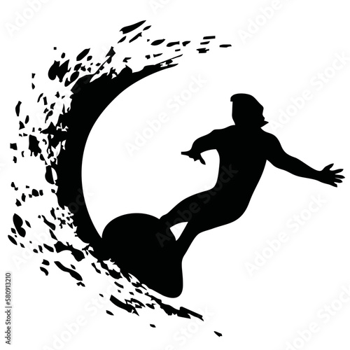 silhouette of person surfing on a wave
