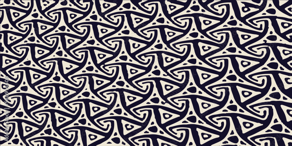Batik cloth from Indonesia with a triangular pattern in gray and brown colors seamless wallpaper background