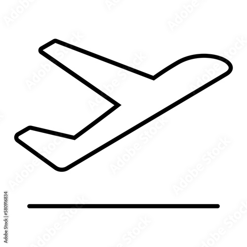 Airplane take off line icon