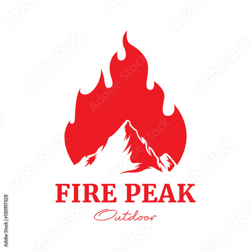 volcano eruption mountain logo vector icon symbol illustration design template
