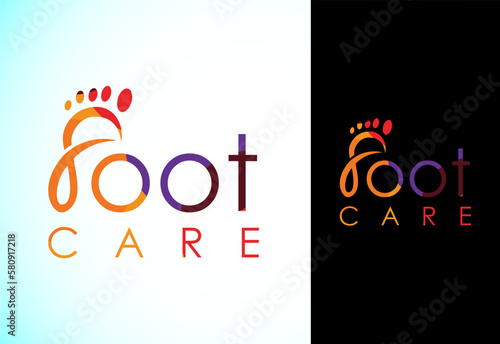Polygonal foot and care icon logo template, Low poly foot and ankle healthcare