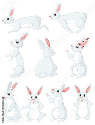 Cute rabbit cartoon character collection
