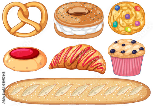 Set of bread and breakfast