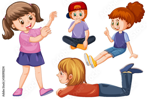 Set of children cartoon character