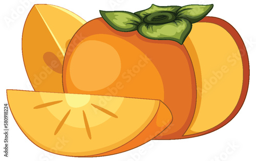 Persimmon fruit cartoon isolated