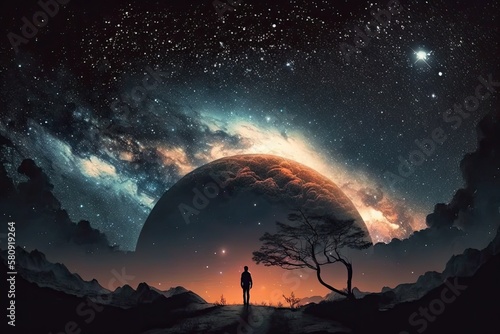 In the night sky, the universe. Generative AI