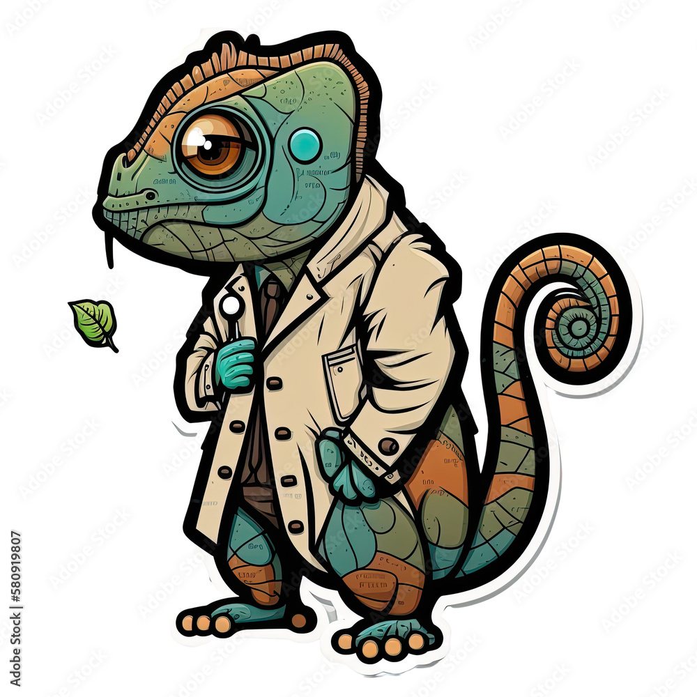 Obraz premium Chameleon lizard iguana scientist doctor, generated AI, generated, AI